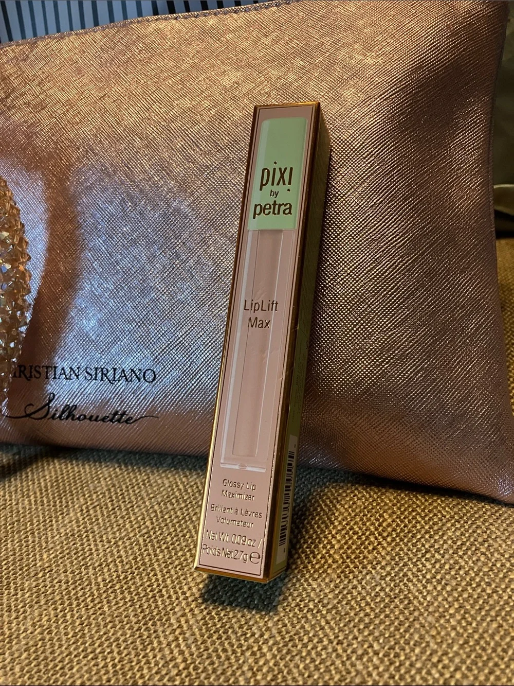 Christian Siriano Metallic Rose Gold Cosmetic Pouch w FREE gift